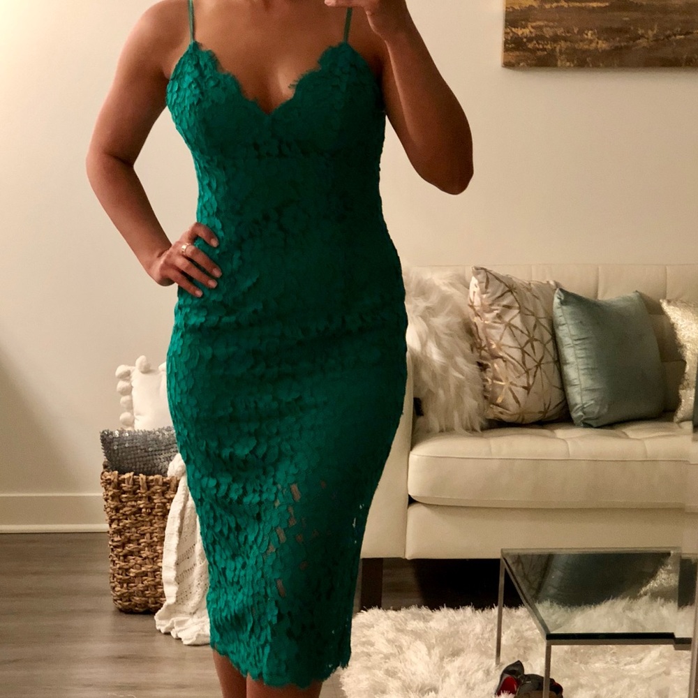 Emerald green lace dress
